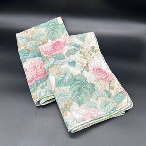 Vintage Floral Pillow Shams 1990s JCPenney USA Set Of 2 Pillowcases Pink Green
